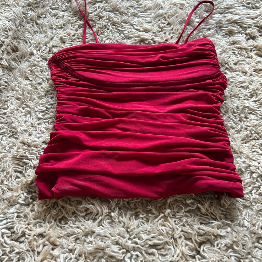BCBGMaxAzria Vibrant Pink Ruched Camisole